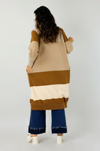 Beige Longline Block Cardi