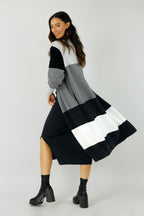Charcoal Longline Block Cardi