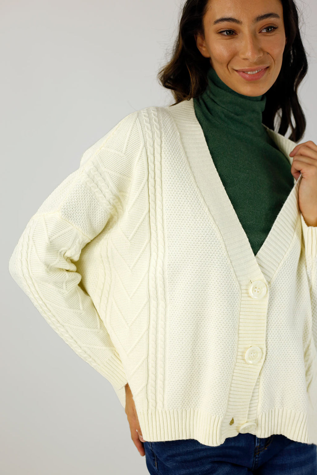 Ivory Crop Cable Cardi - FINAL SALE