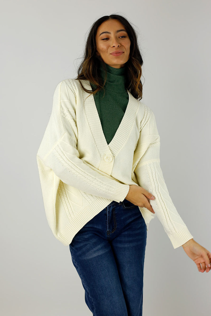 Ivory Crop Cable Cardi - FINAL SALE