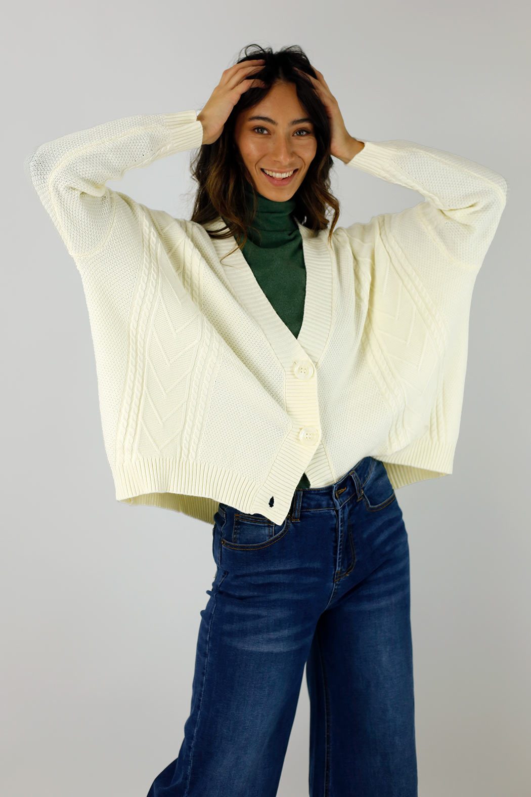 Ivory Crop Cable Cardi - FINAL SALE