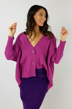 Magenta Crop Cable Cardi - FINAL SALE
