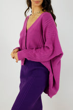 Magenta Crop Cable Cardi - FINAL SALE