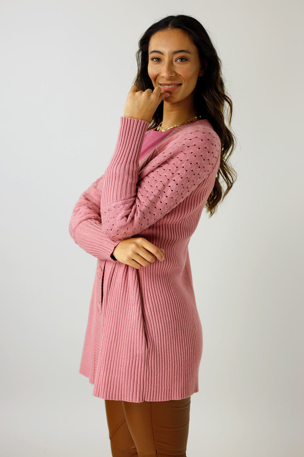 Rose Pink Slouch Cardi