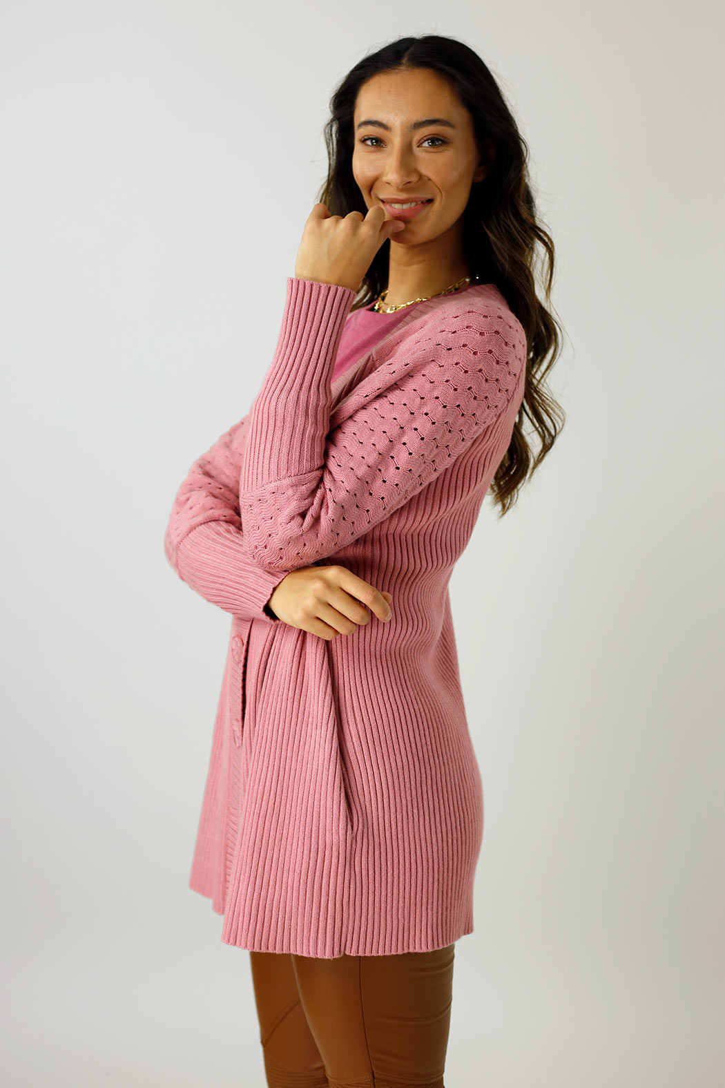 Rose Pink Slouch Cardi