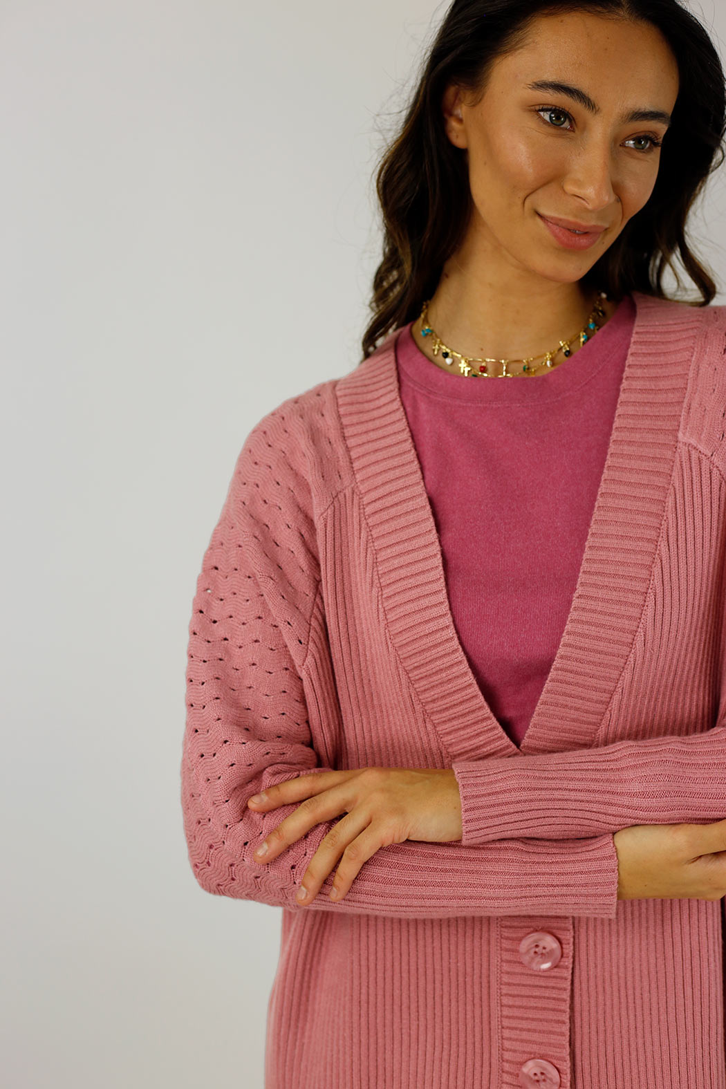 Rose Pink Slouch Cardi