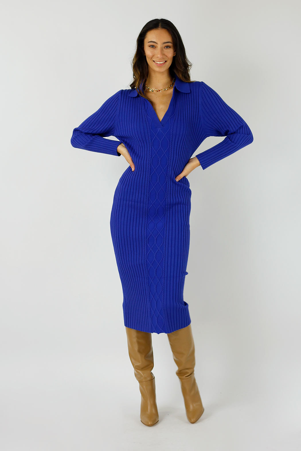 Cobalt Cable Knit Dress - SALE
