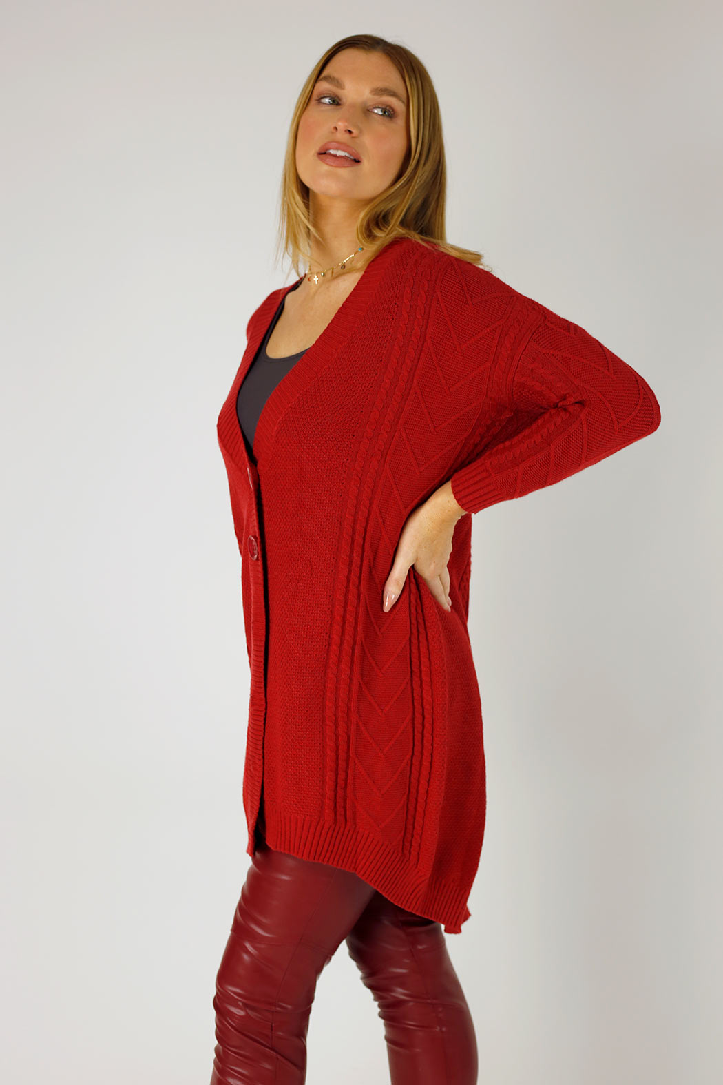 Red Cable Cardi - FINAL SALE