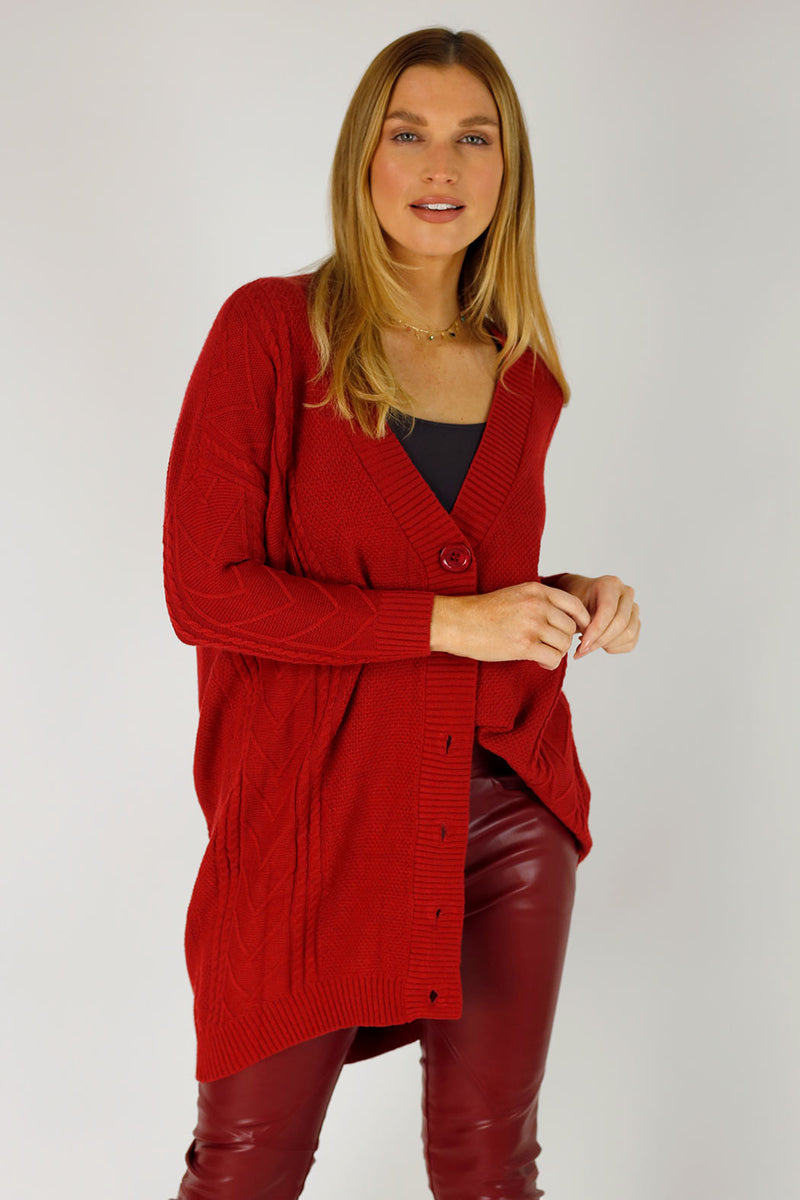 Red Cable Cardi - FINAL SALE