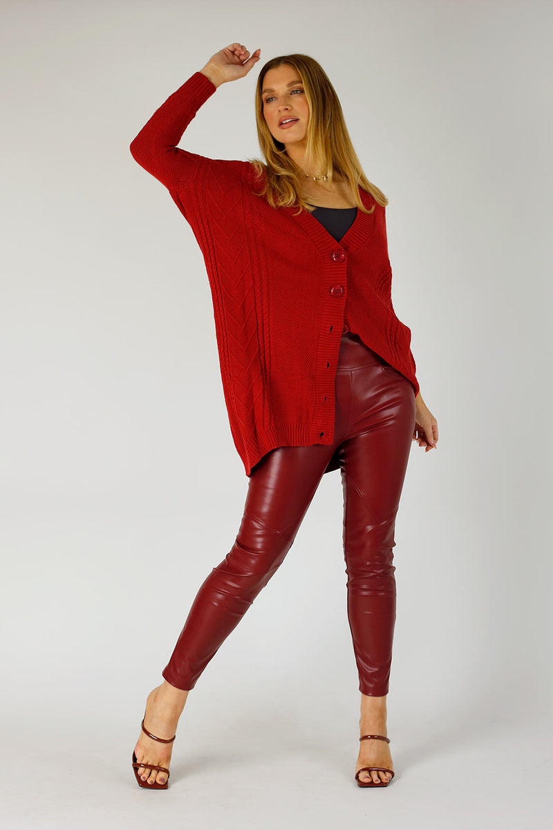 Red Cable Cardi - FINAL SALE