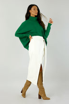 Off White Vegan Leather Wrap Skirt - SALE