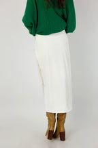 Off White Vegan Leather Wrap Skirt - SALE