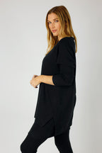 Black Woolly Plain Vee Jumper - SALE