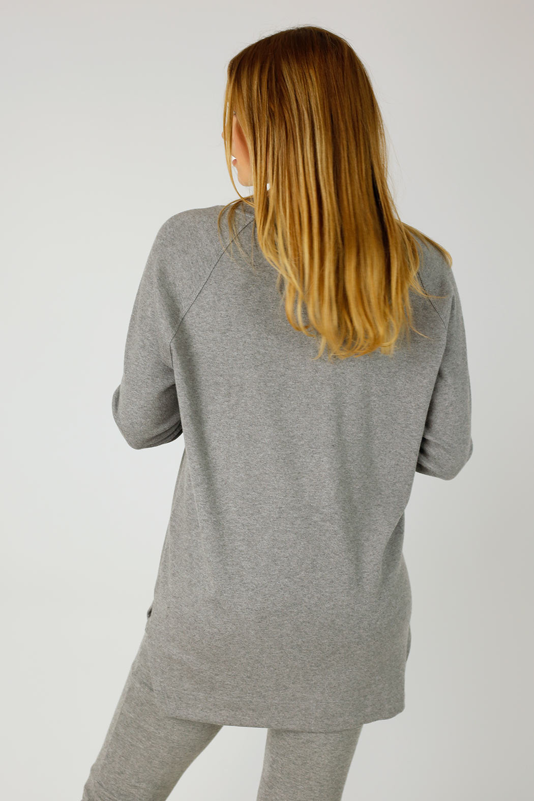 Grey Woolly Plain Vee Jumper - FINAL SALE