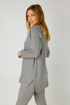 Grey Woolly Plain Vee Jumper - FINAL SALE