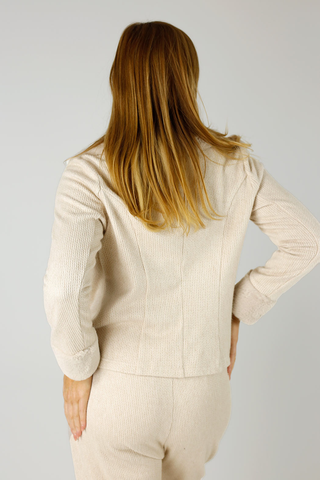 Oatmeal Cable Fur Jacket - FINAL SALE