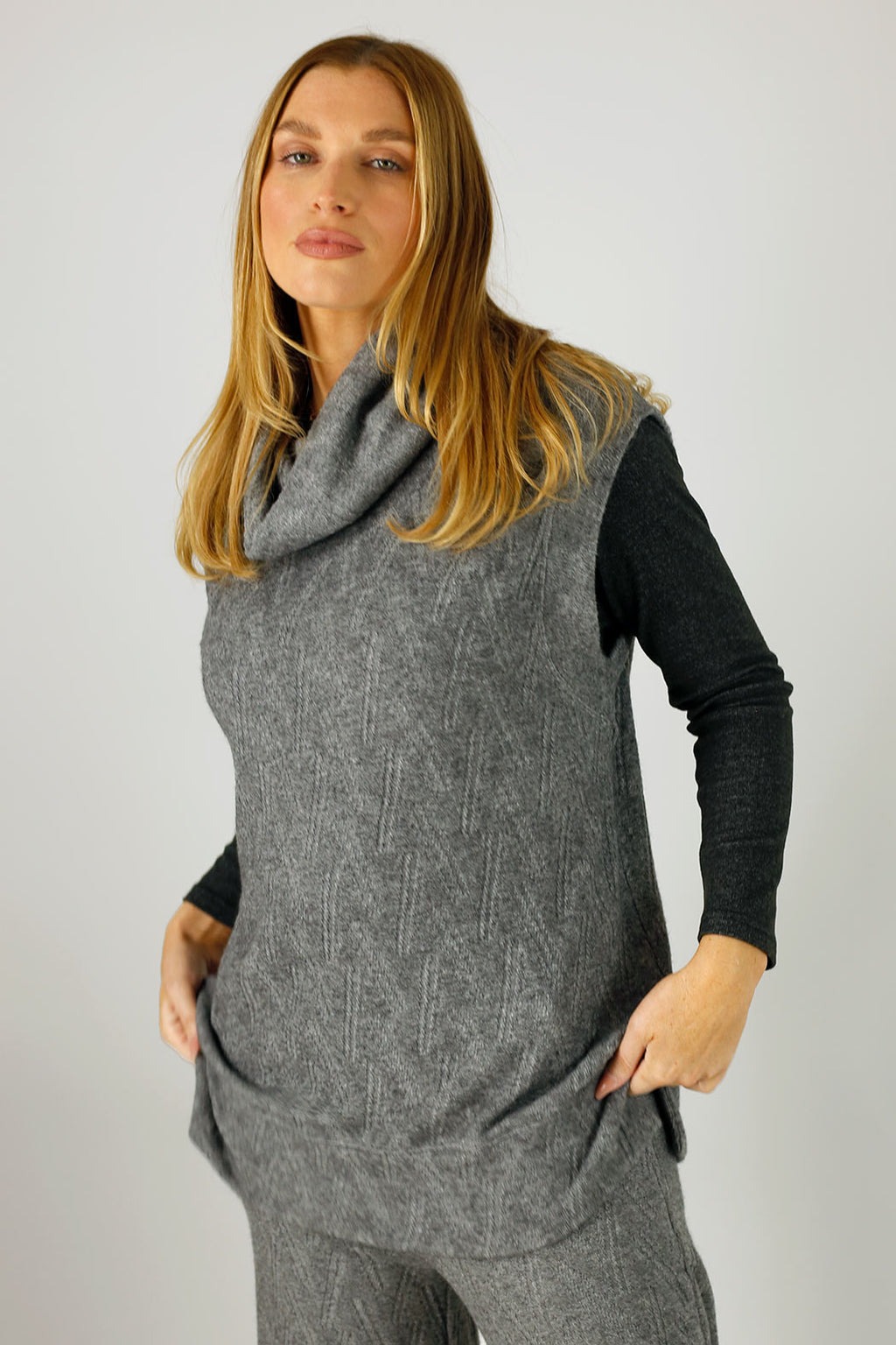 Grey Cosy Cowl Vest - FINAL SALE
