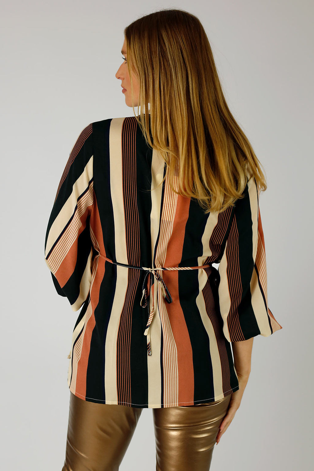 Stripe Silky Wrap Top - FINAL SALE