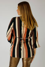 Stripe Silky Wrap Top - FINAL SALE