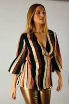 Stripe Silky Wrap Top - FINAL SALE