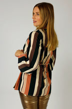 Stripe Silky Wrap Top - FINAL SALE