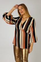 Stripe Silky Wrap Top - FINAL SALE