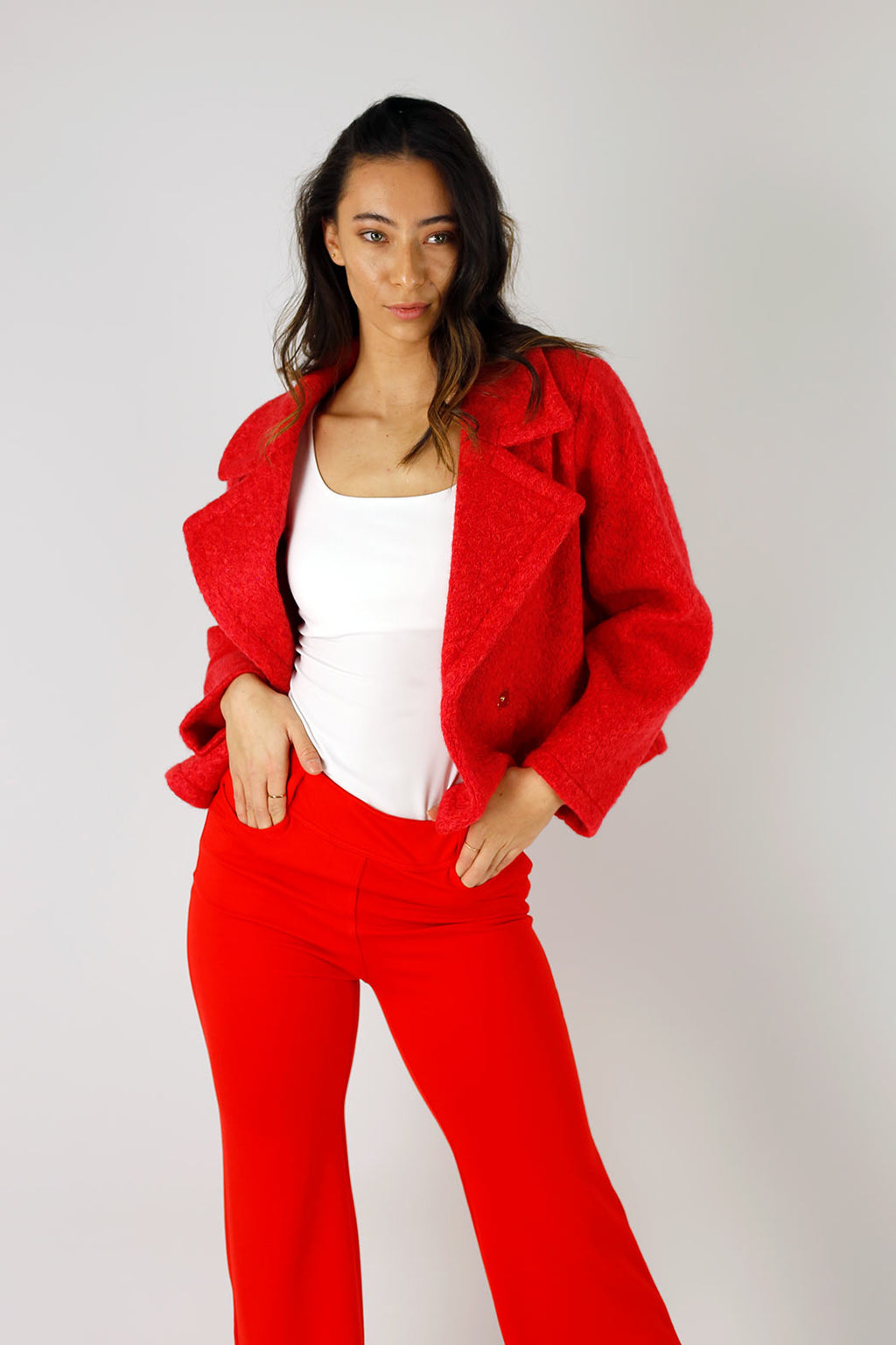 Red Soft Crop Jacket - SALE