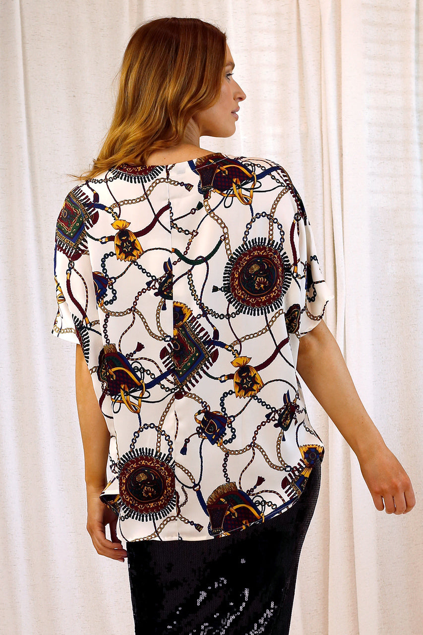 White Bridle Silky Slip-On Tee - SALE