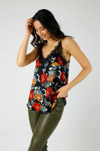 Black Floral Silky Lace Cami - FINAL SALE