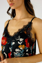 Black Floral Silky Lace Cami - FINAL SALE