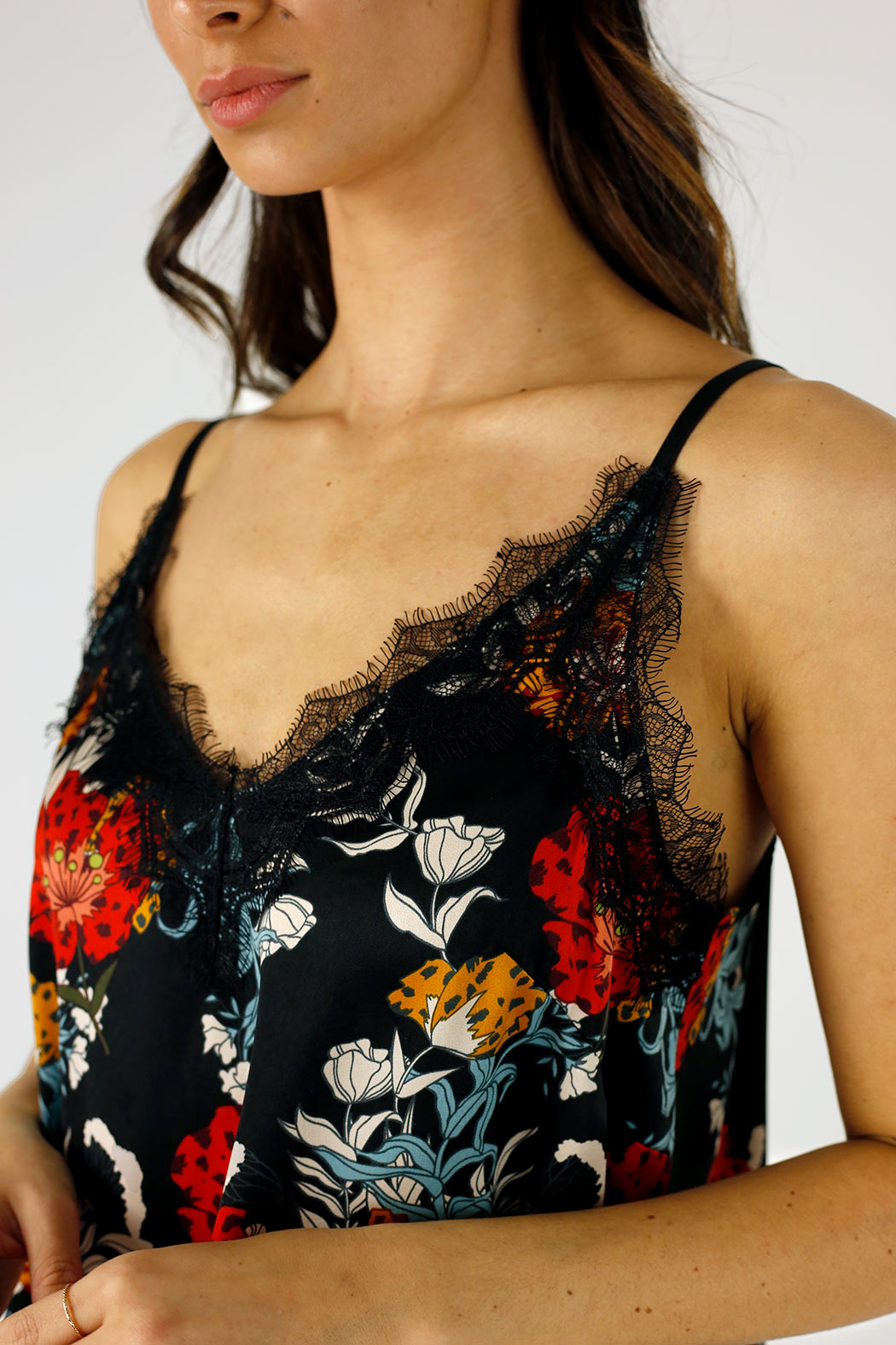 Black Floral Silky Lace Cami - FINAL SALE