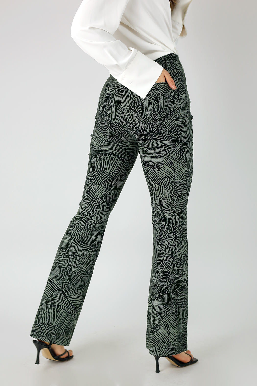 Khaki Animal Print Bengaline Flare - FINAL SALE