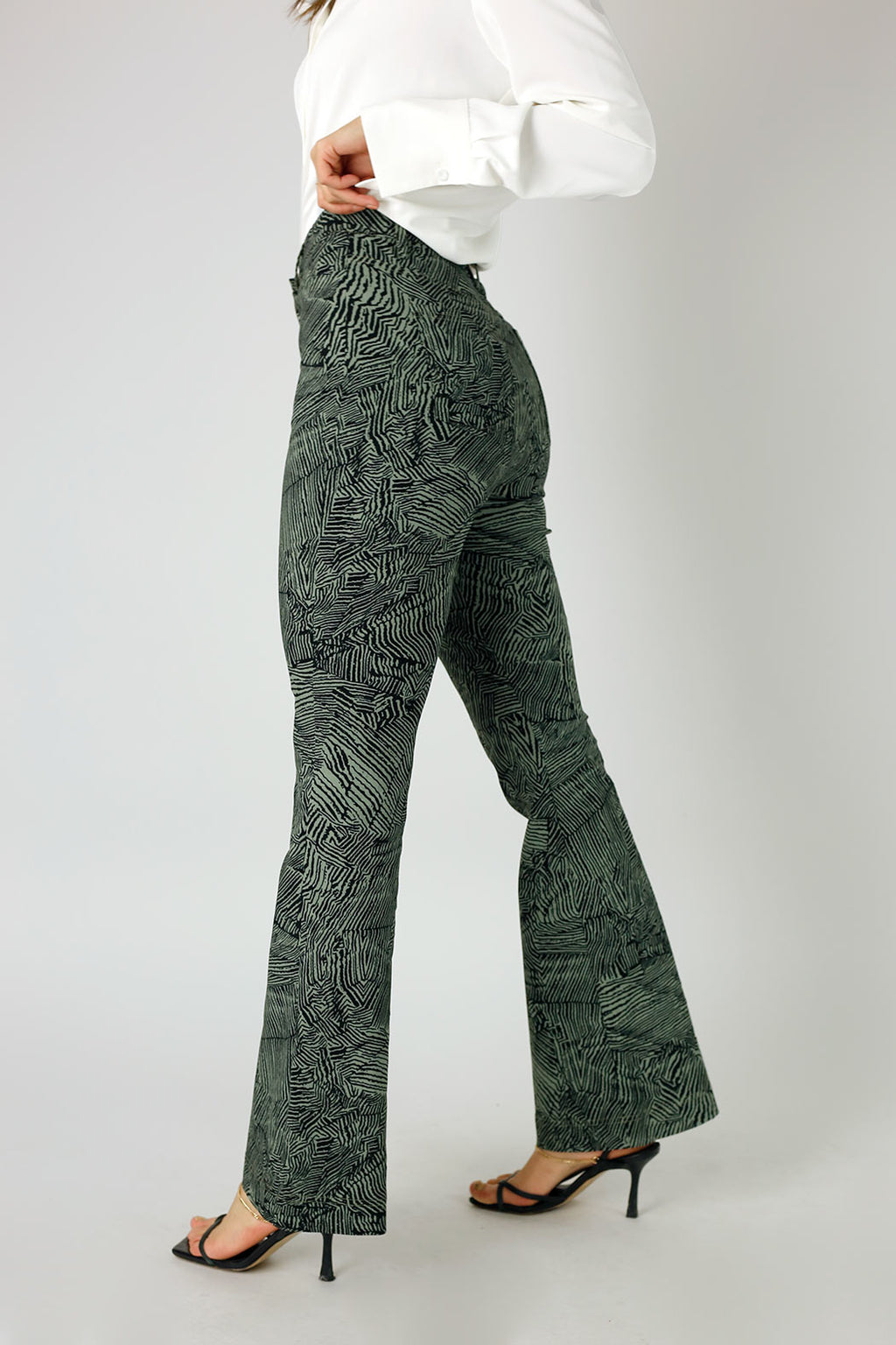 Khaki Animal Print Bengaline Flare - FINAL SALE