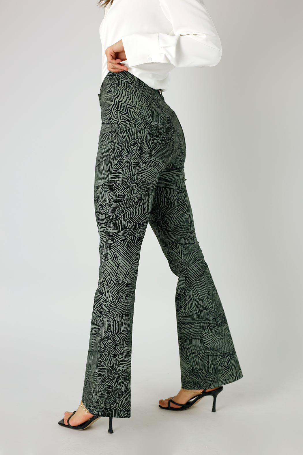 Khaki Animal Print Bengaline Flare - FINAL SALE