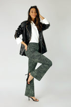 Khaki Animal Print Bengaline Flare - FINAL SALE