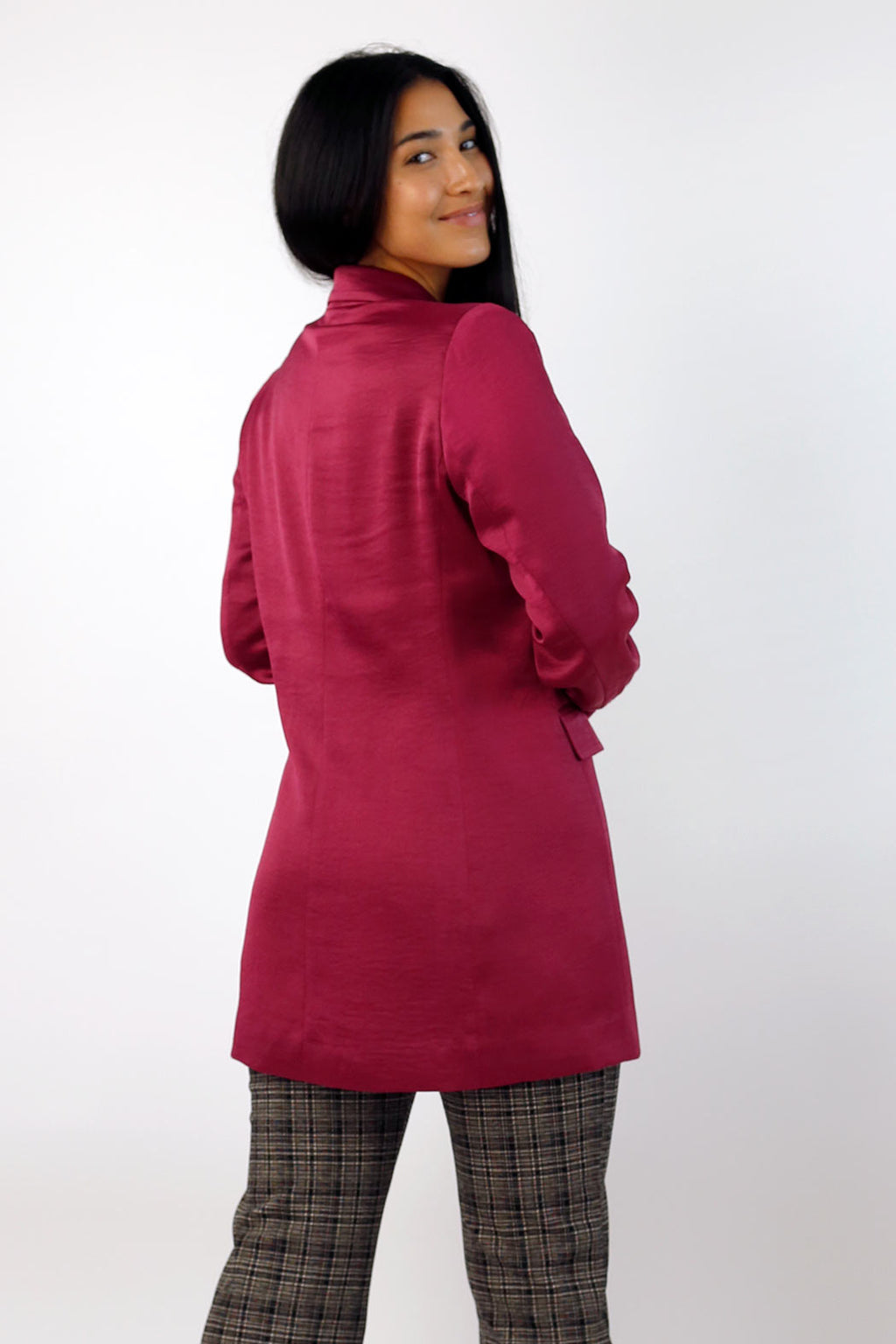 Crimson Satin Zippy Blazer - SALE