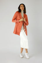 Deep Peach Satin Zippy Blazer - FINAL SALE