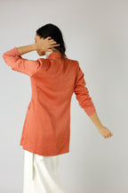 Deep Peach Satin Zippy Blazer - FINAL SALE
