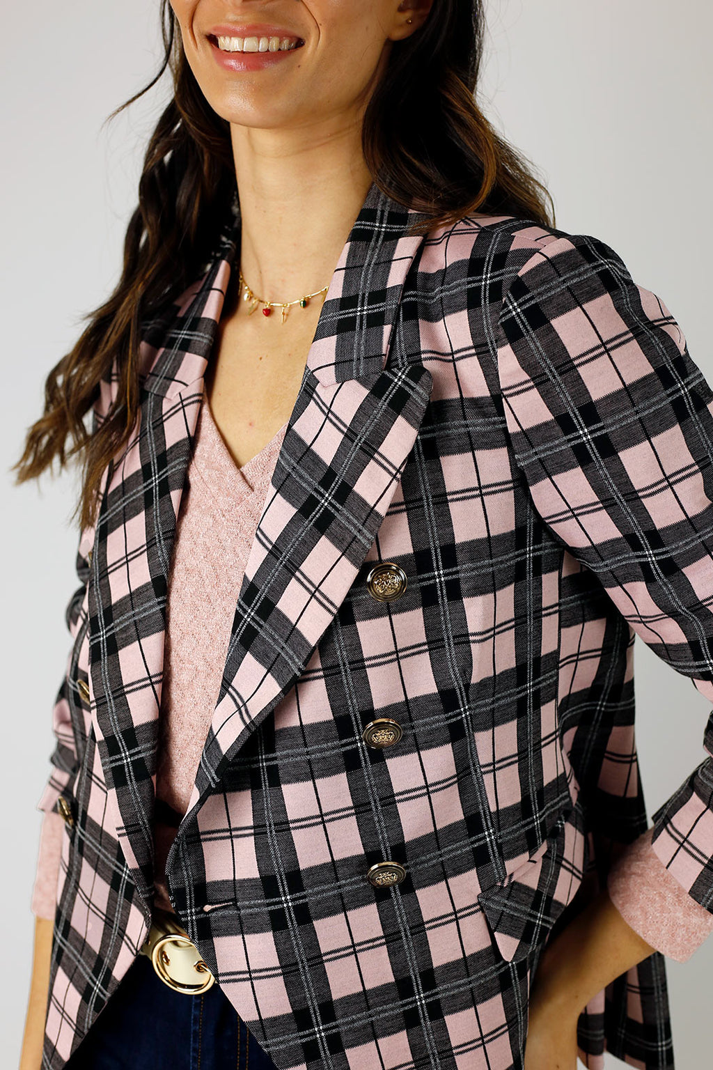 Pink Check Sisca Blazer - SALE