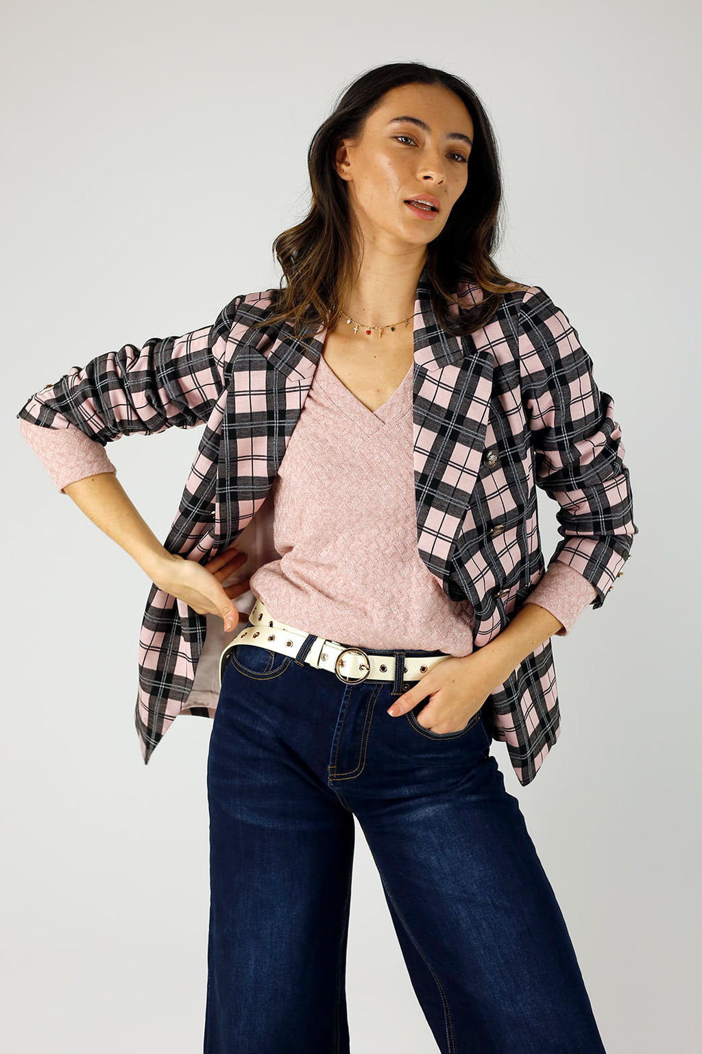 Pink Check Sisca Blazer - SALE