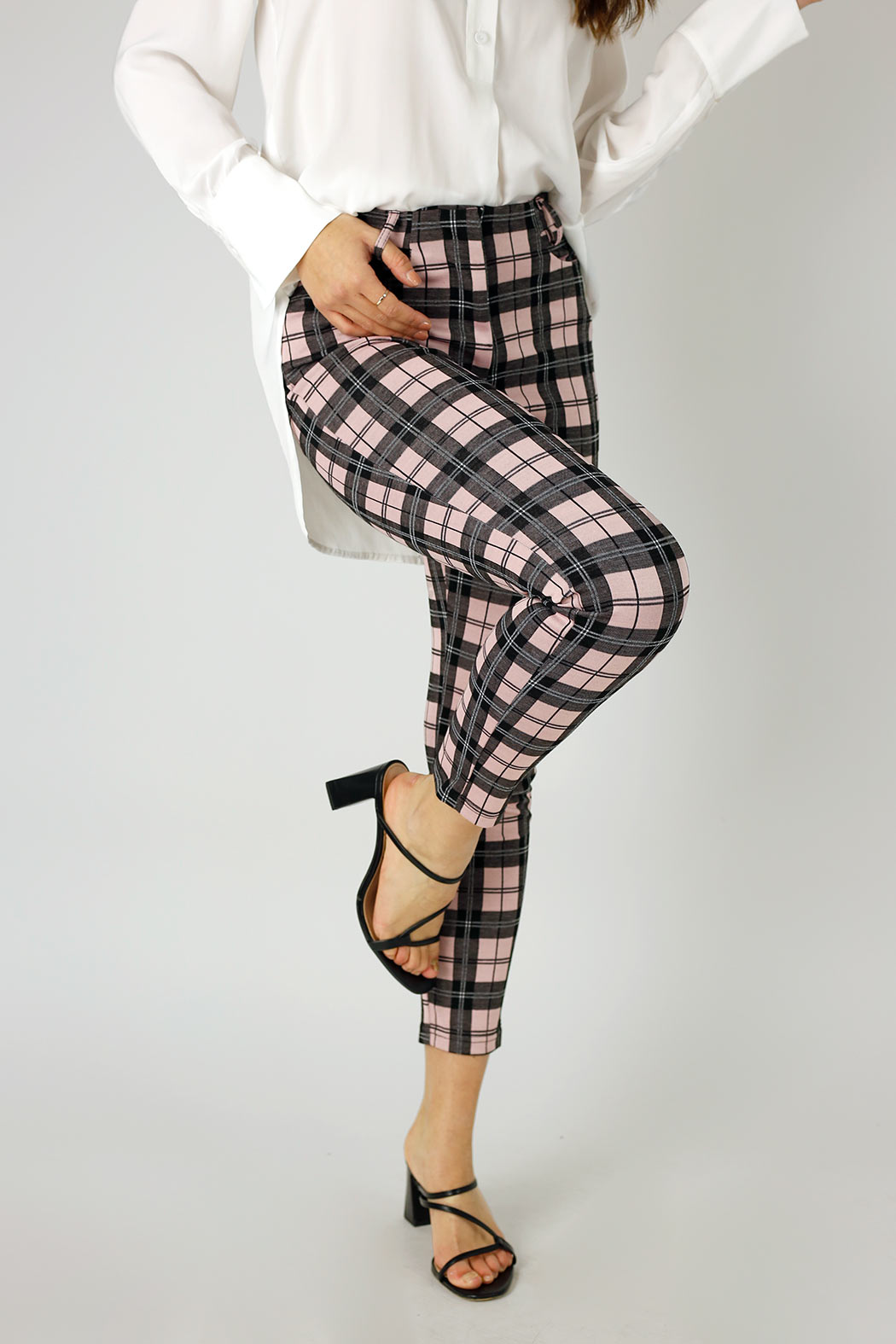 Pink Check Slim Leg Pant - FINAL SALE