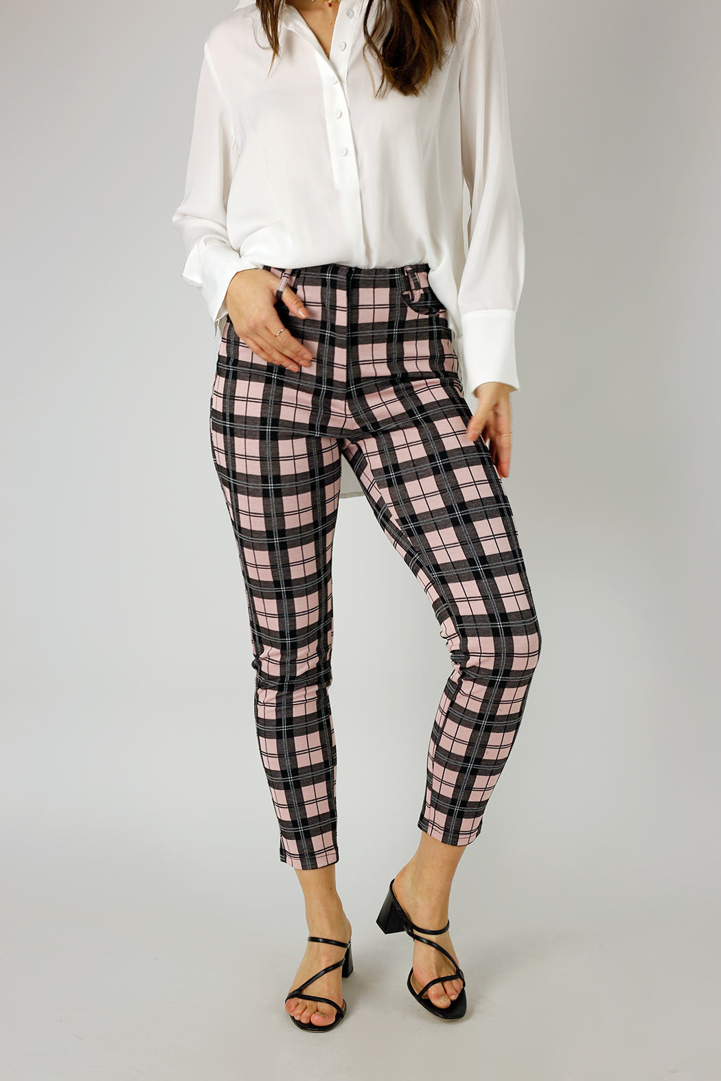 Pink Check Slim Leg Pant - FINAL SALE