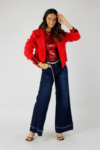 Red Sequin Crew Top - FINAL SALE