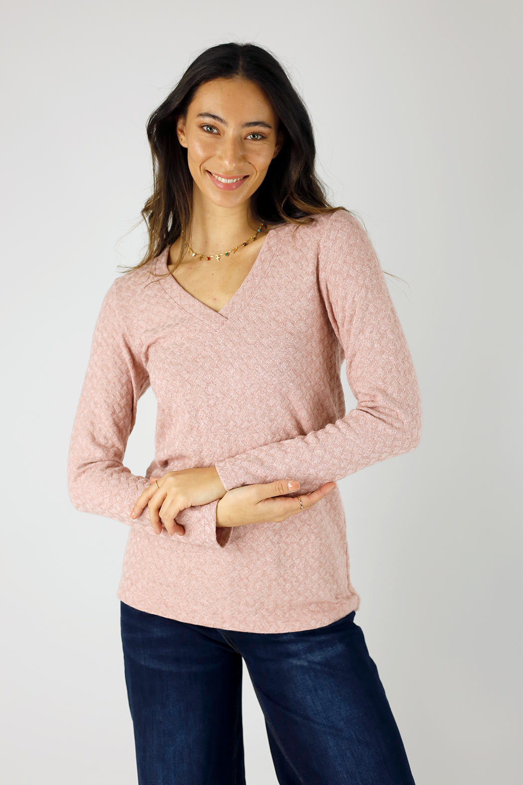 Pink Sparkle V-Neck Top - SALE