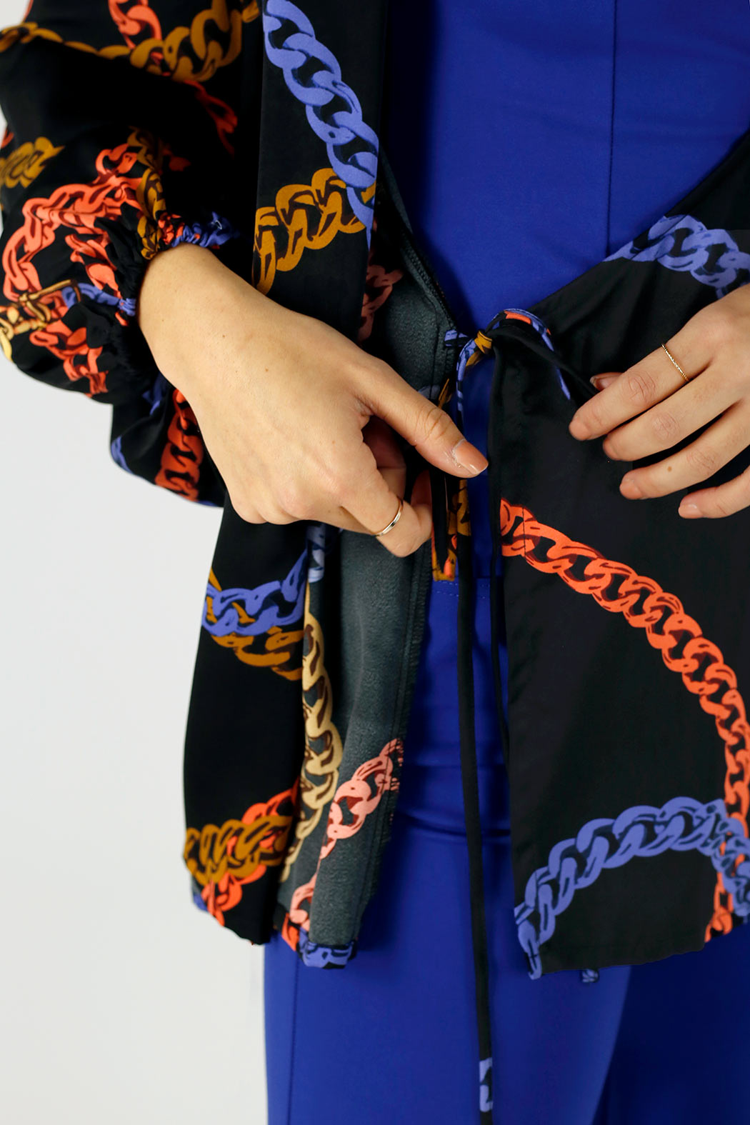 Black Chains Silky Wrap Top - FINAL SALE