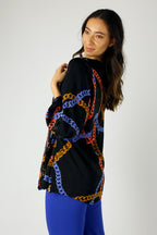 Black Chains Silky Wrap Top - FINAL SALE