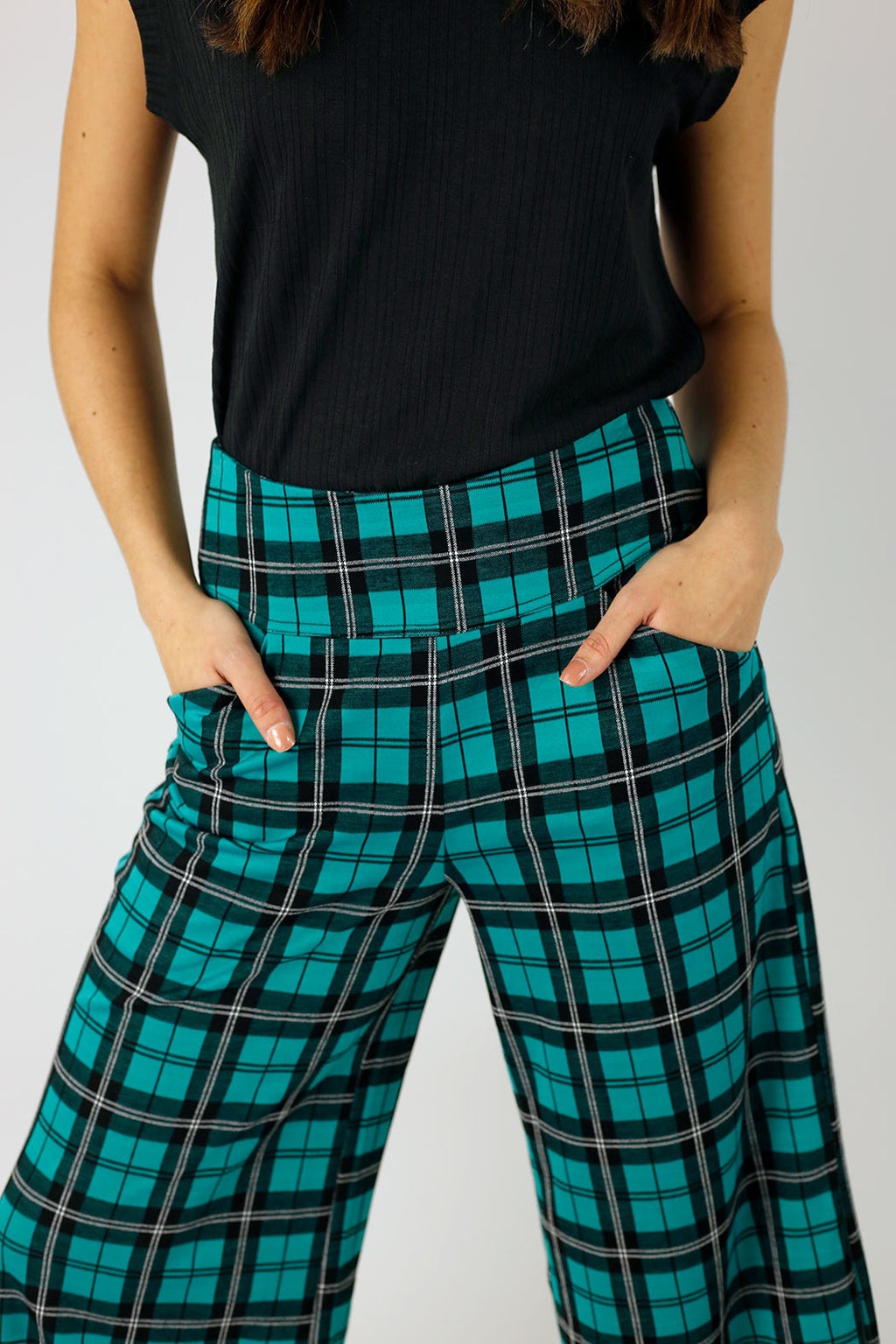 Green Check Jet Culotte - FINAL SALE