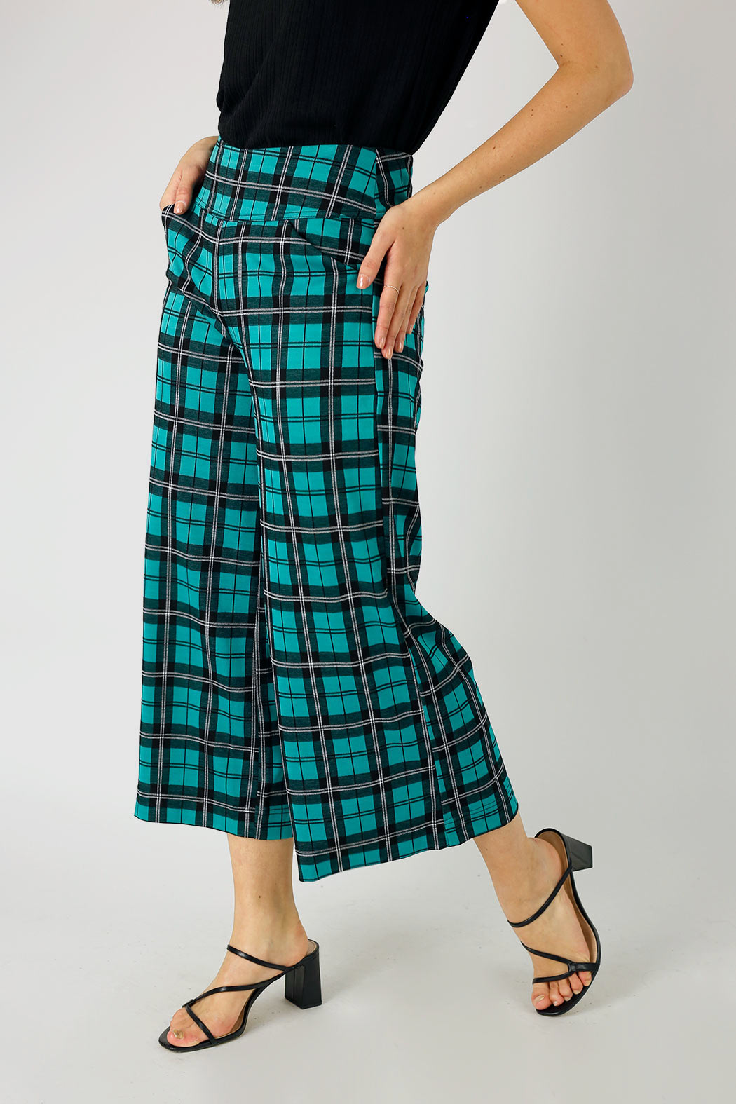 Green Check Jet Culotte - FINAL SALE