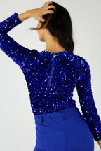 Cobalt Sequin Crew Top - FINAL SALE