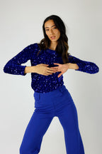 Cobalt Sequin Crew Top - FINAL SALE